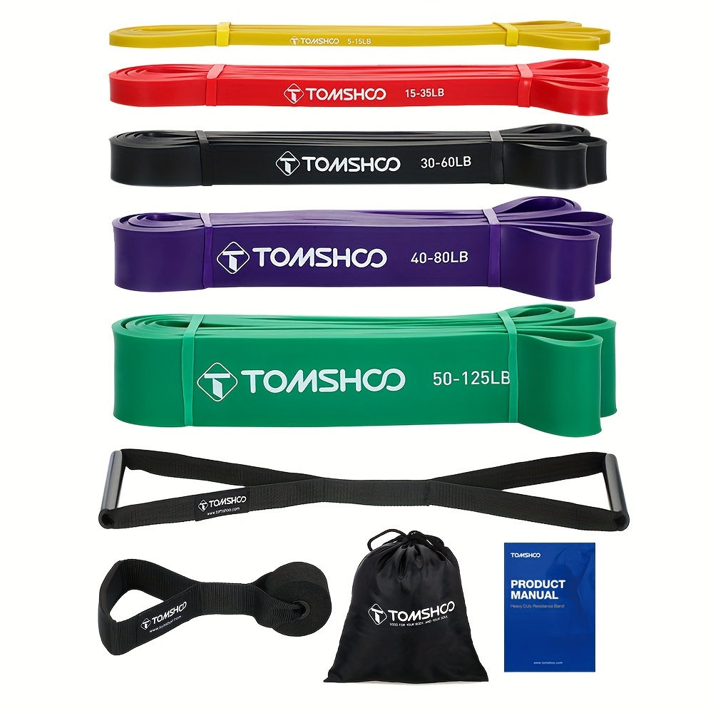 

Tomshoo 5pcs Resistance Bands Set With Door & Handles - Pull Up Assist For Strength Training, Yoga & Fitness - Material, Tomshoo