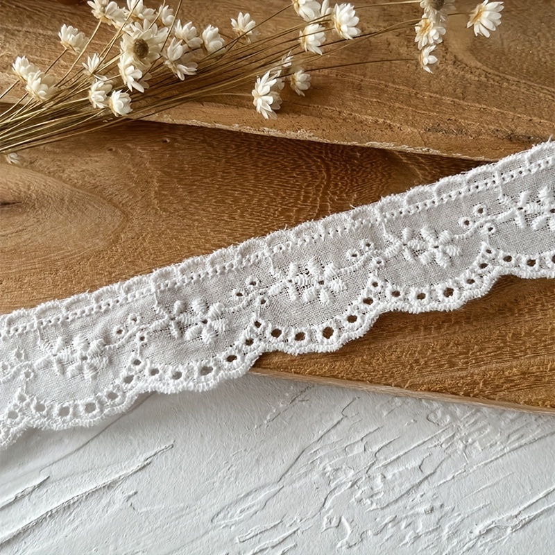 1yard White Embroidery Lace Trim Accessories Handmade Material Hollow Skirt Edge Decoration