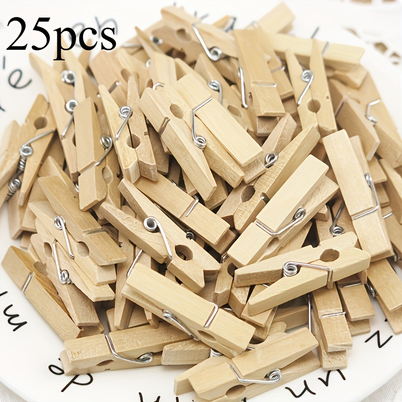 (random Color)"mini Wooden Clothespin" 25pcs Mini Natural Wood/ Clothespin, 3.5cm Long, Can Clip Photos, Notes, Diy Wedding Party Gifts, Craft Nails, Laundry Hooks.
