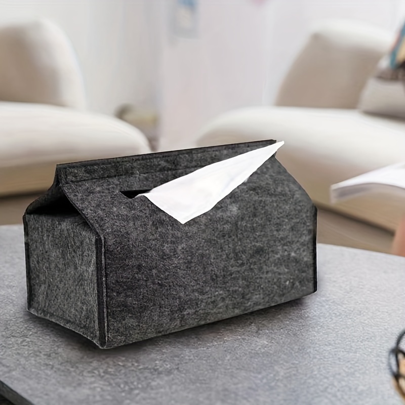 

1pc Simple Felt Tissue Box, Draw Type Tissue Holder, Tissue Storage Box For Bathroom Living Room Bedroom Vanity Countertop, Home Decor, Bathroom Accessories