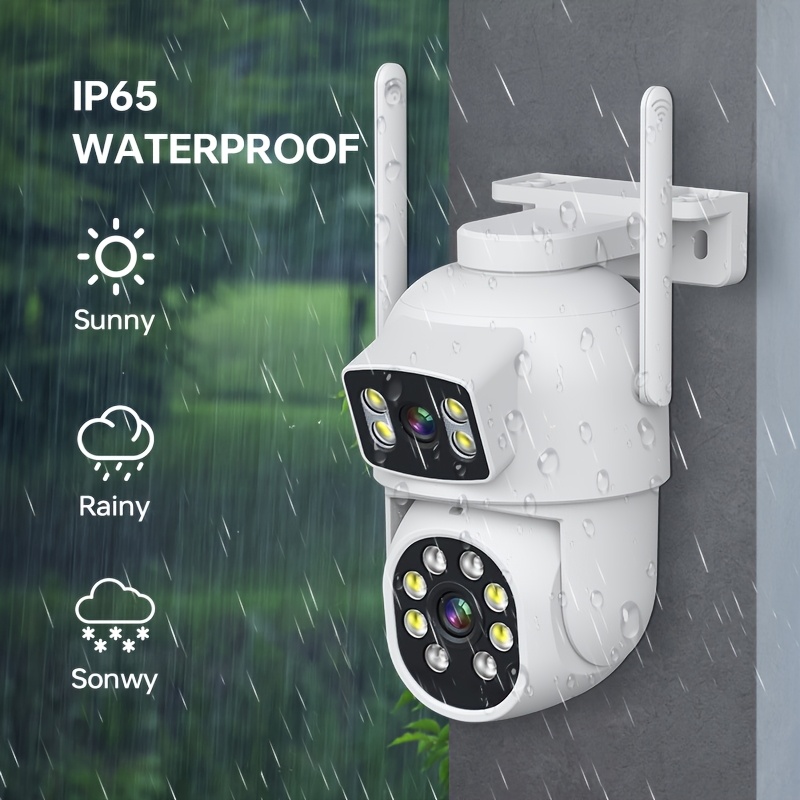 dual lens security camera outdoor 2 4g 5g wifi home surveillance camera 355 panoramic view ptz cctv camera motion detection two way audio night vision sd cloud storage requires payment eseecloud app details 8