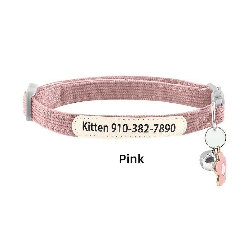 TEMU Collier pour chat personnalisé avec clochette - anti-défaillance personnalisés pour chatons avec nom et numéro de téléphone imprimés et cousus,