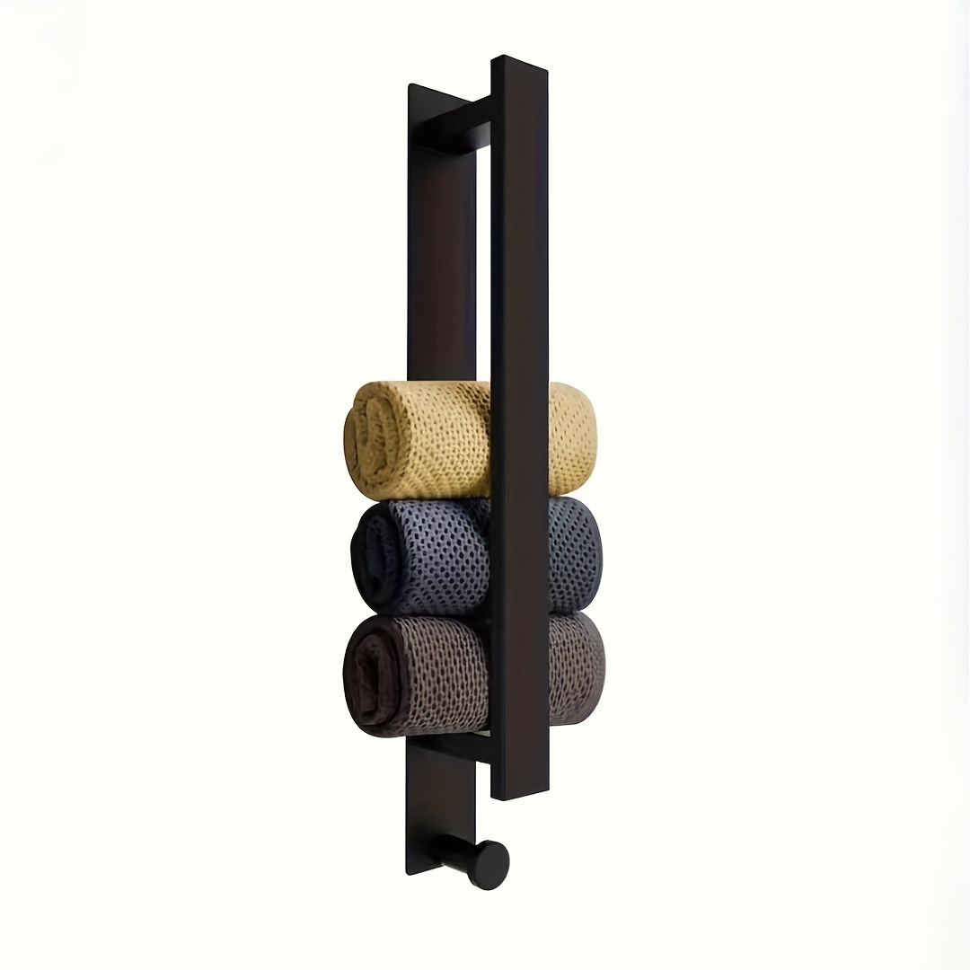 1pc Stainless Steel Towel Rack Without Drilling Installation, Wall-mounted Towel Rack, Durable Bathroom Towel Rack, And Storage Accessories