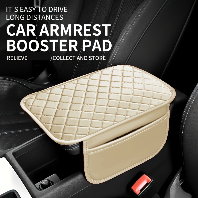 TEMU 1pc Universal Style Faux Leather Car Armrest Organizer With Pocket - Extended Length For Enhanced And Space, Vehicle Center Console Protector,