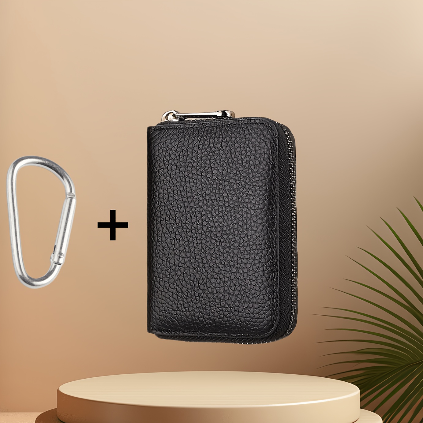 TEMU 2pcs Men's Ultra-thin Rfid Anti-theft Zipper Pvc Wallet (wallet+ Hook)multi-functional Business Card Organizer, Can Store Travel Documents, Can
