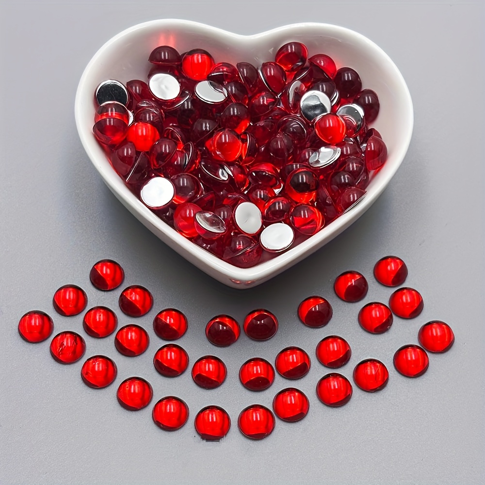 TEMU Plat 2D, 400 pièces 6 cm/0,24 po, strass semi-circulaires à dos plat, mélangées aléatoires, pour Bricolage, bijoux, accessoires pour cheveux,