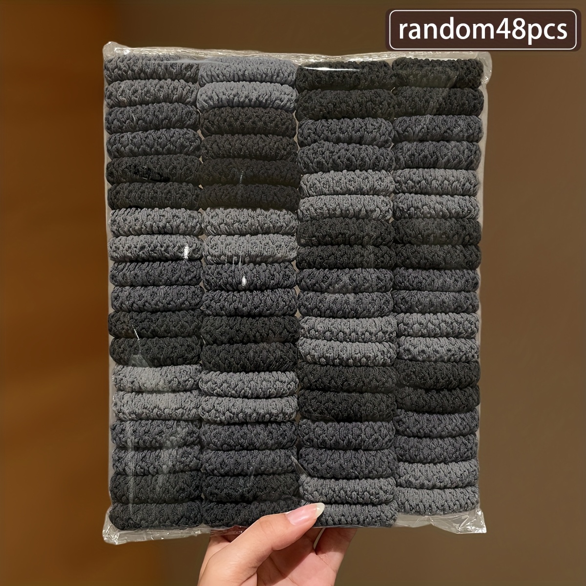 Image of Random Color 48pcs Women' Gray Retro Color High Elastic Thickened Thickened Head Rope Hair Ring, Suitable For Cute Hair Tie Ponytail Hair Rope, Daily Wear And Gift Hair Accessories