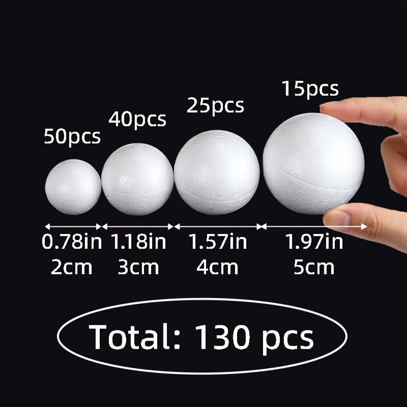 TEMU Assorted Sizes Of 130 White Polystyrene Balls, A Must-have Christmas Tree Ornament And Essential Christmas Decoration. Ideal For Diy Molecular
