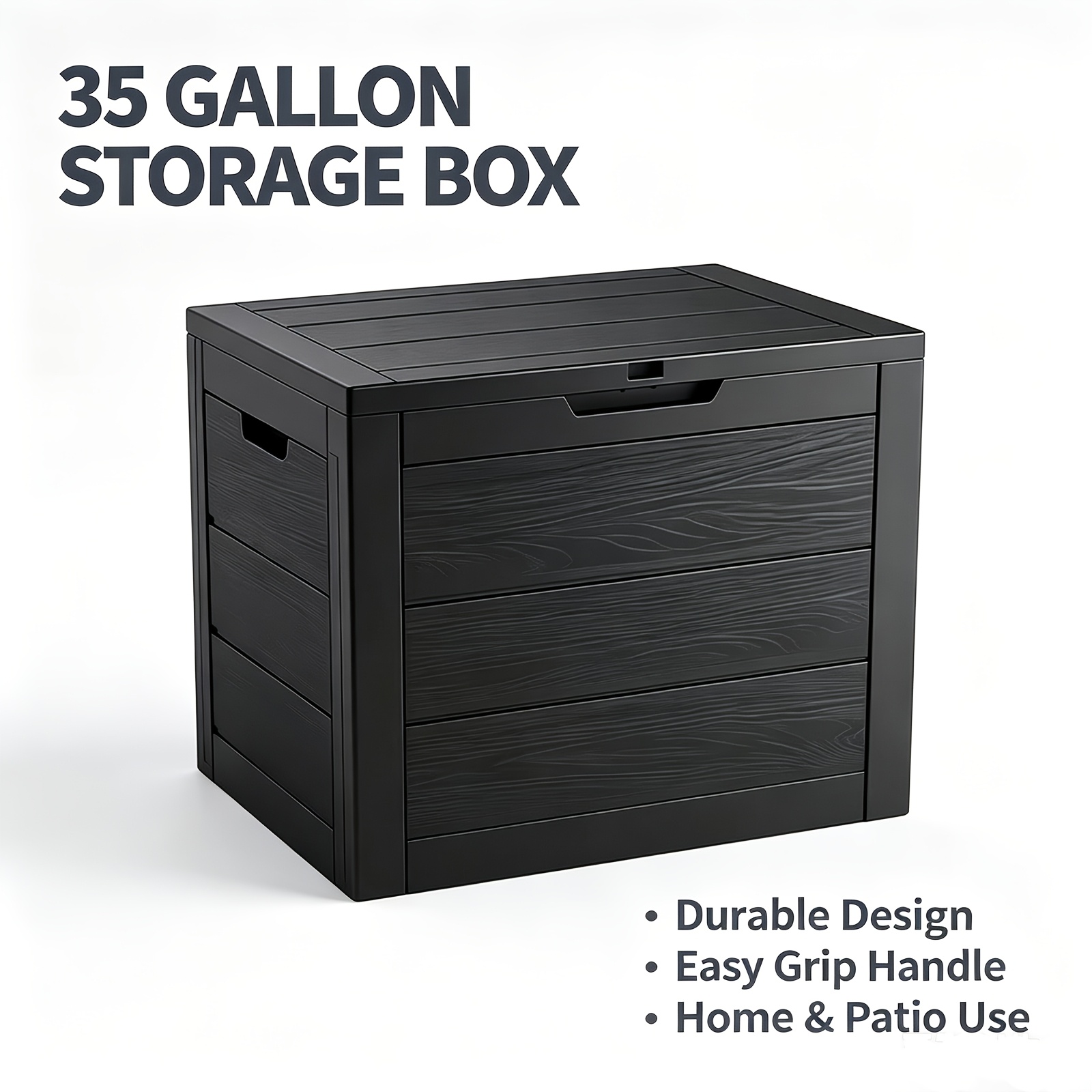 TEMU 35/70/75 Gallon Large Deck Box, Deck Box Outdoor Storage Boxes, Outdoor Storage Organizer With Lock Opening, Waterproof Outdoor Storage Box With