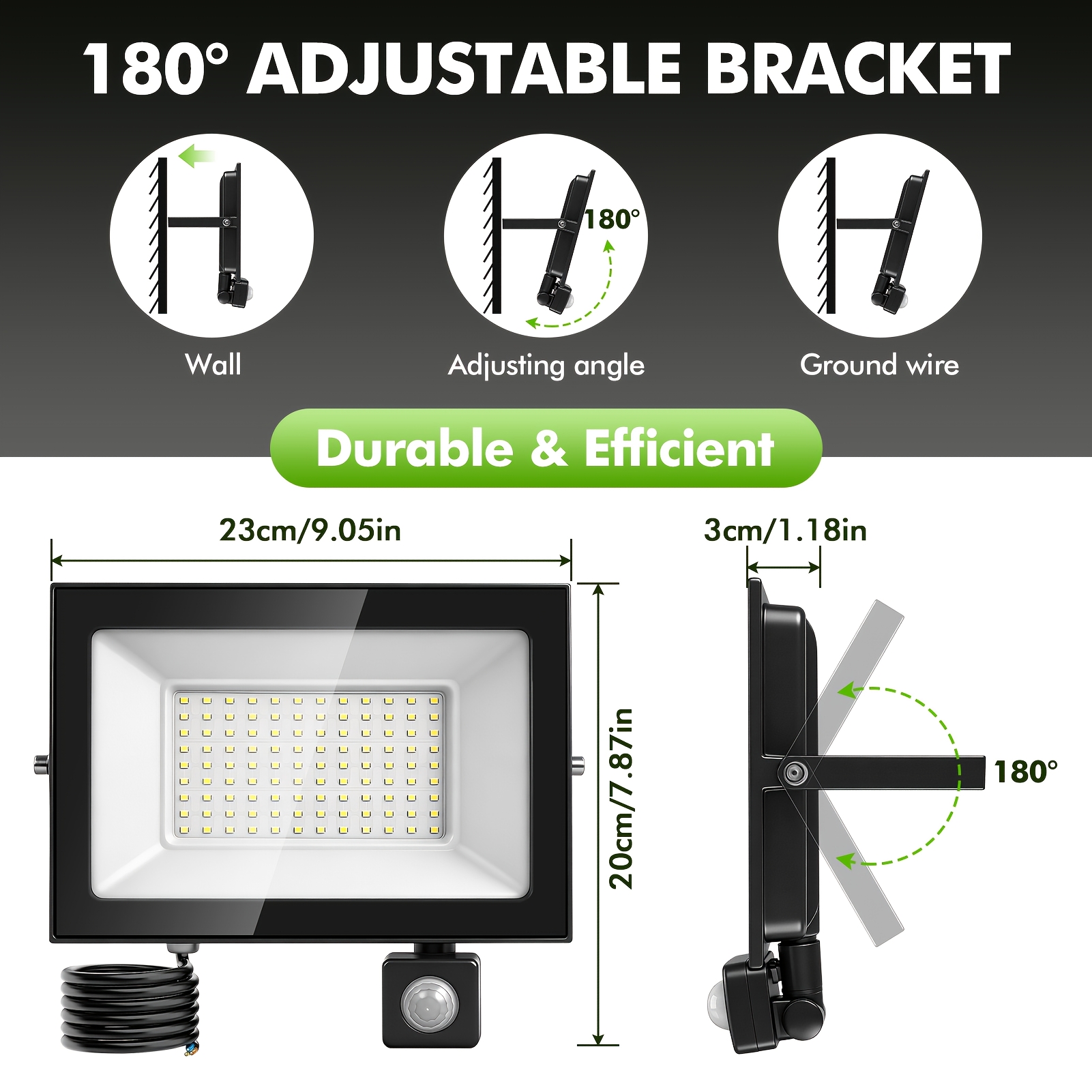 Image of 1pc 100w Motion Sensor Led Floodlight, Light, Outdoor Spotlight For Backyard, Driveway, Garage, Hallway, Garden, Basketball Court