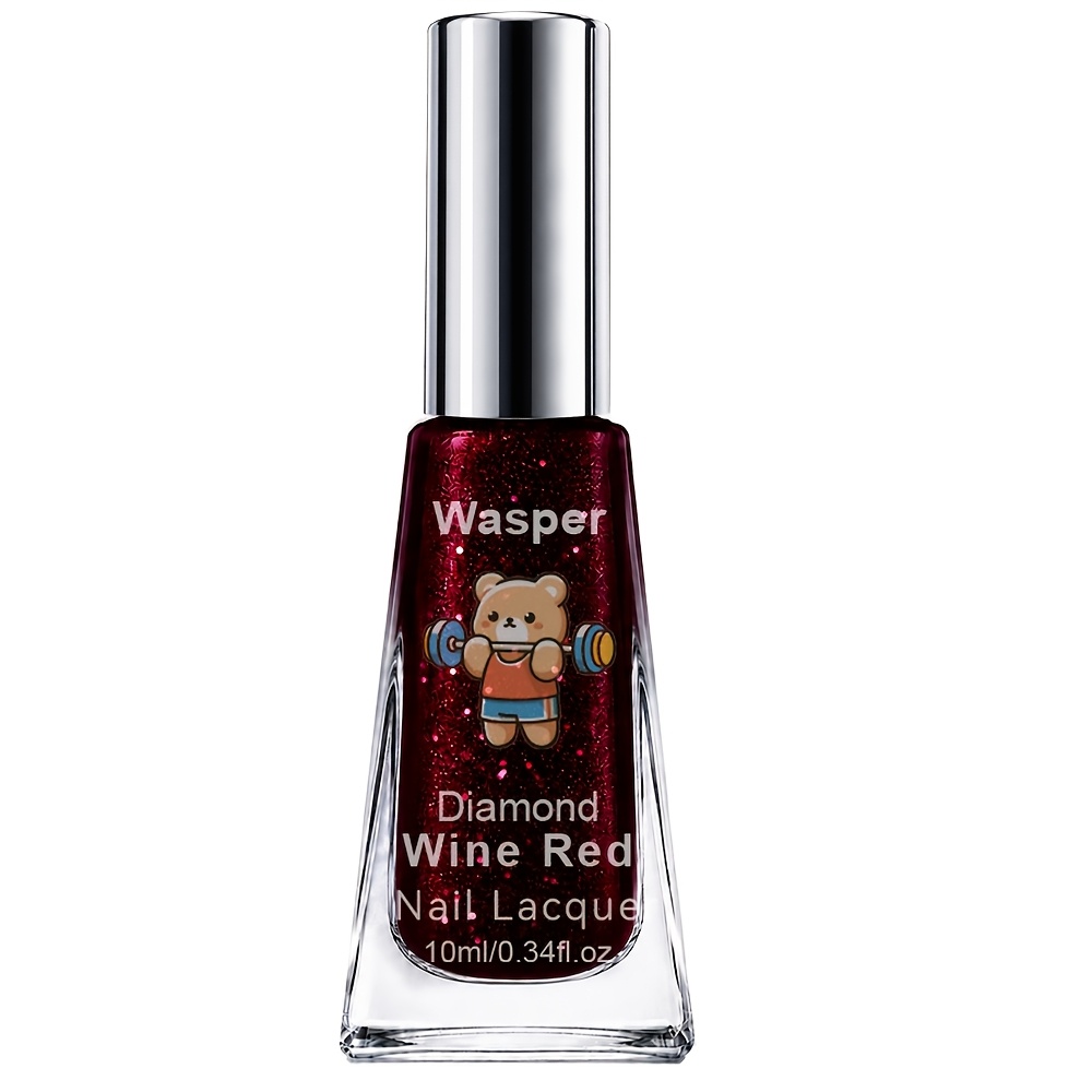 Image of Burgundy Glitter Sequined Nail Polish 10ml, Sparkling Burgundy Sequined Manicure Lacquer, Quick-dry Long-lasting Polish, Rich Burgundy Fine Glitter Glossy, Suitable For Parties And Autumn