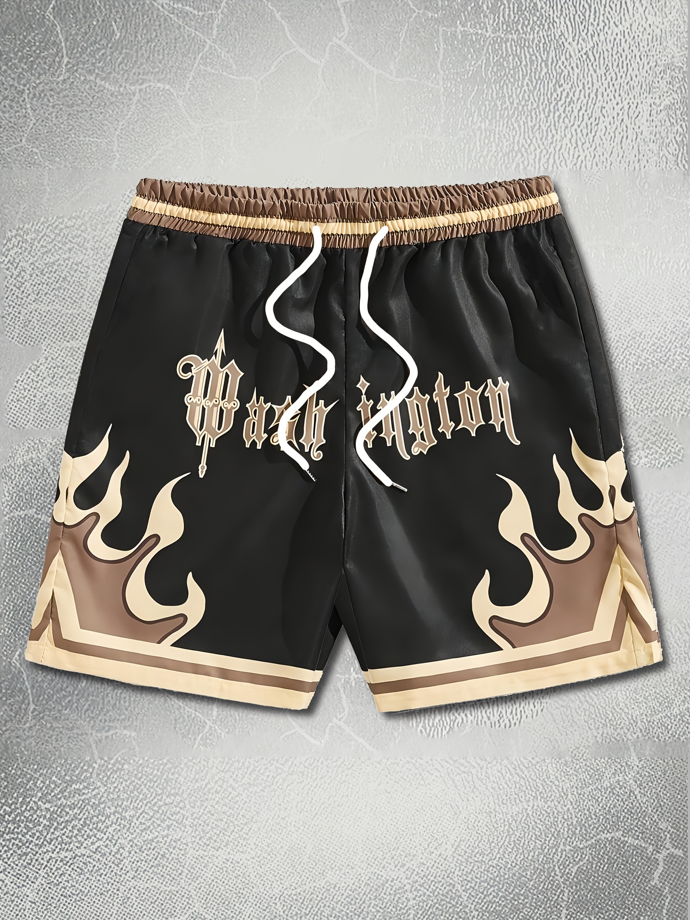 mens fashion print beach shorts letter   pattern 3d   polyester drawstring waist summer lightweight and comfortable casual wear drawstring shorts   shorts golf fishing basketball camping gym swimming beach pants black 0
