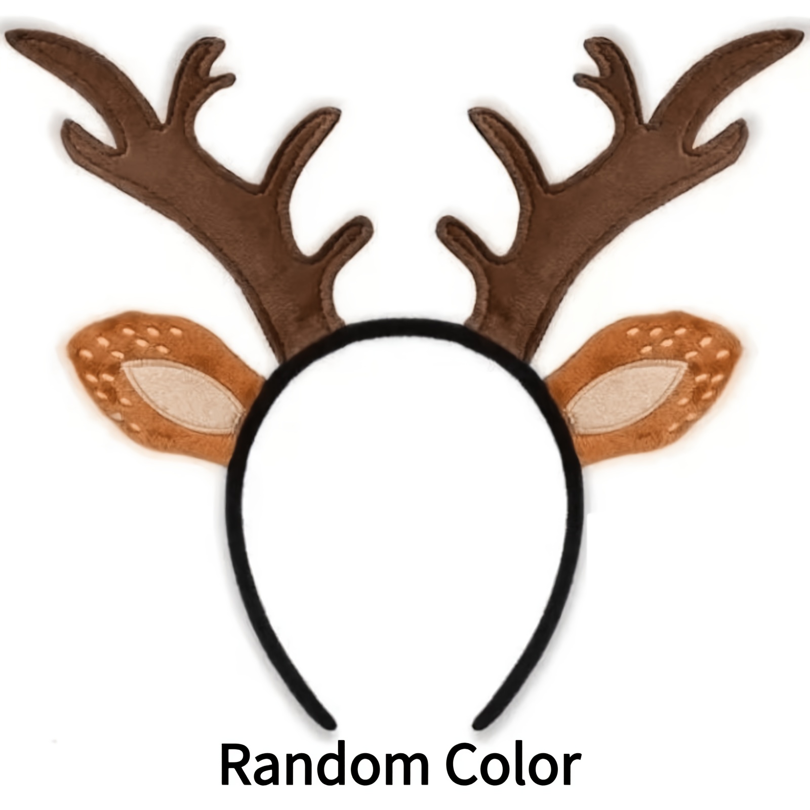 TEMU Adult Retro Fluffy Antler Headband With Deer Horns & Ears - Christmas Reindeer Costume Accessory Suitable For Women, Holiday Parties, Winter