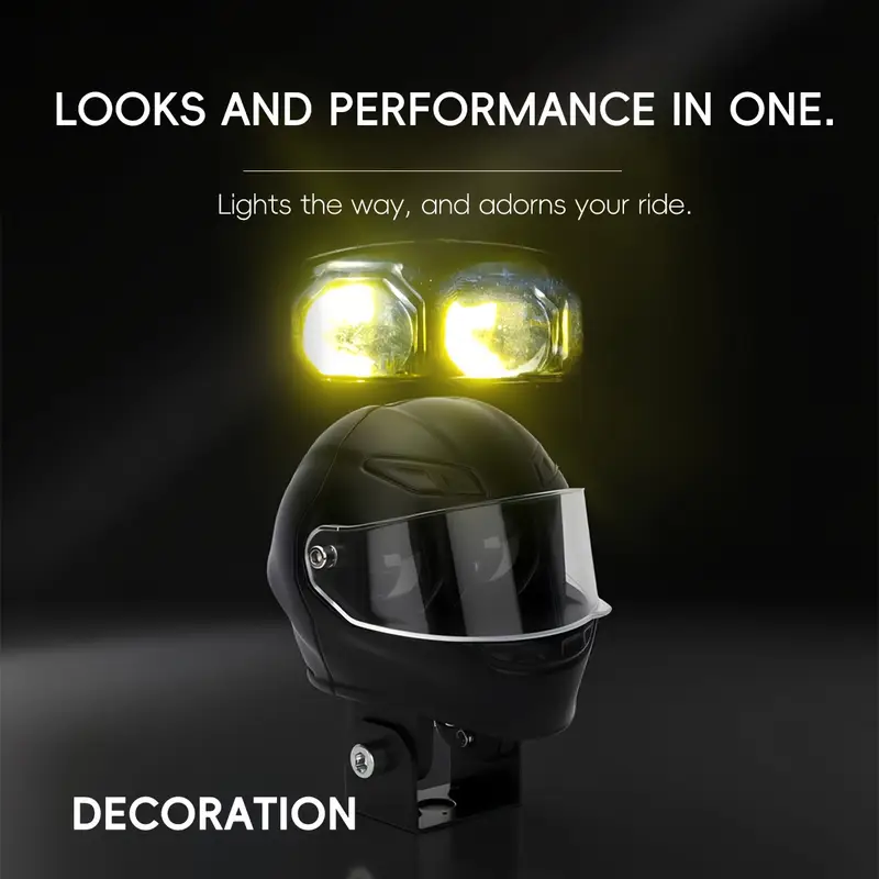 1pc 50w led auxiliary driving light aluminum alloy helmet lighting white yellow universal high brightness neon light 12v-24v suitable for motorcycle car off-road vehicle trailer utv , without battery, motorcycle helmet with visor, motorcycle helmet visor, motorcycle visor, car led light, car decor, car lighting/ambient interior Product details 3