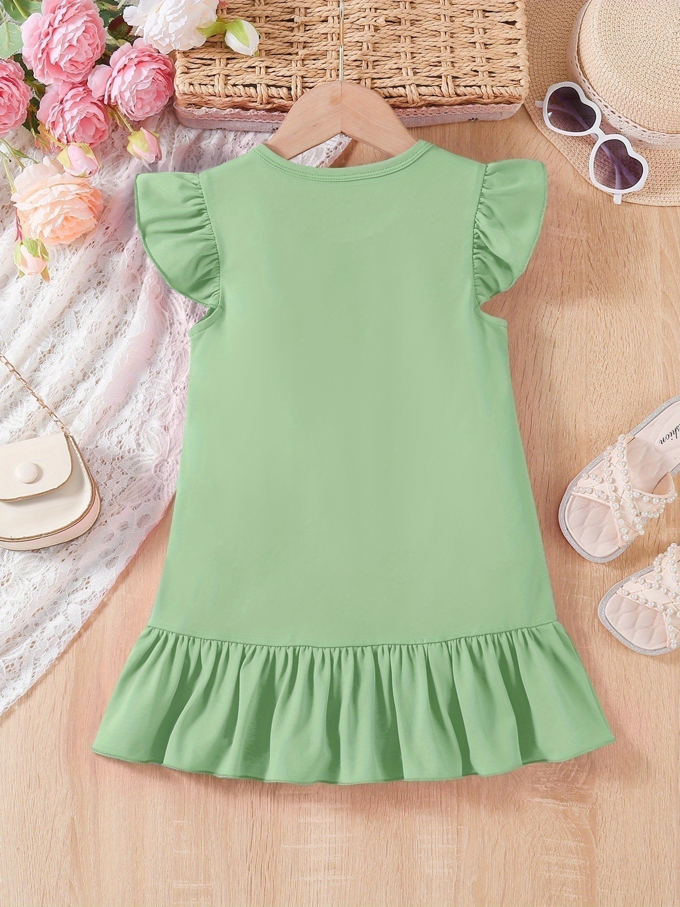 green emerald velvet dress In Stock）Girls Easter Light Green Sequin Tulle Dress main image 1