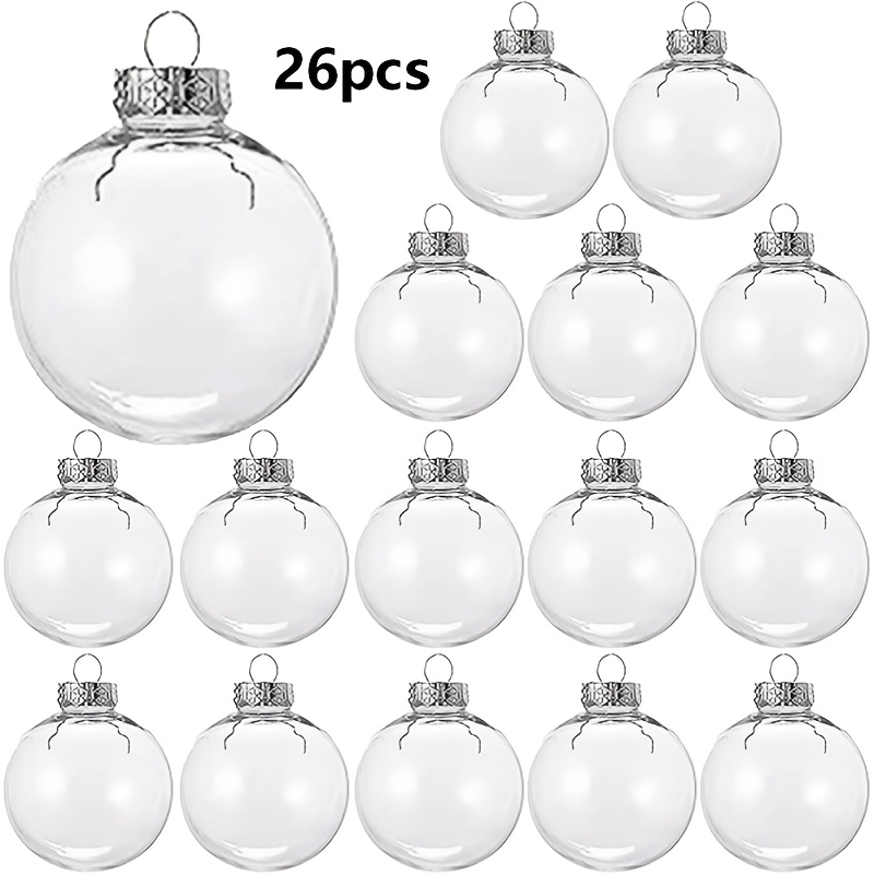 TEMU Lot de 26 ornements remplissables en plastique transparent incassable, parfaits pour Noël, Halloween, mariage, décorations d'anniversaire -