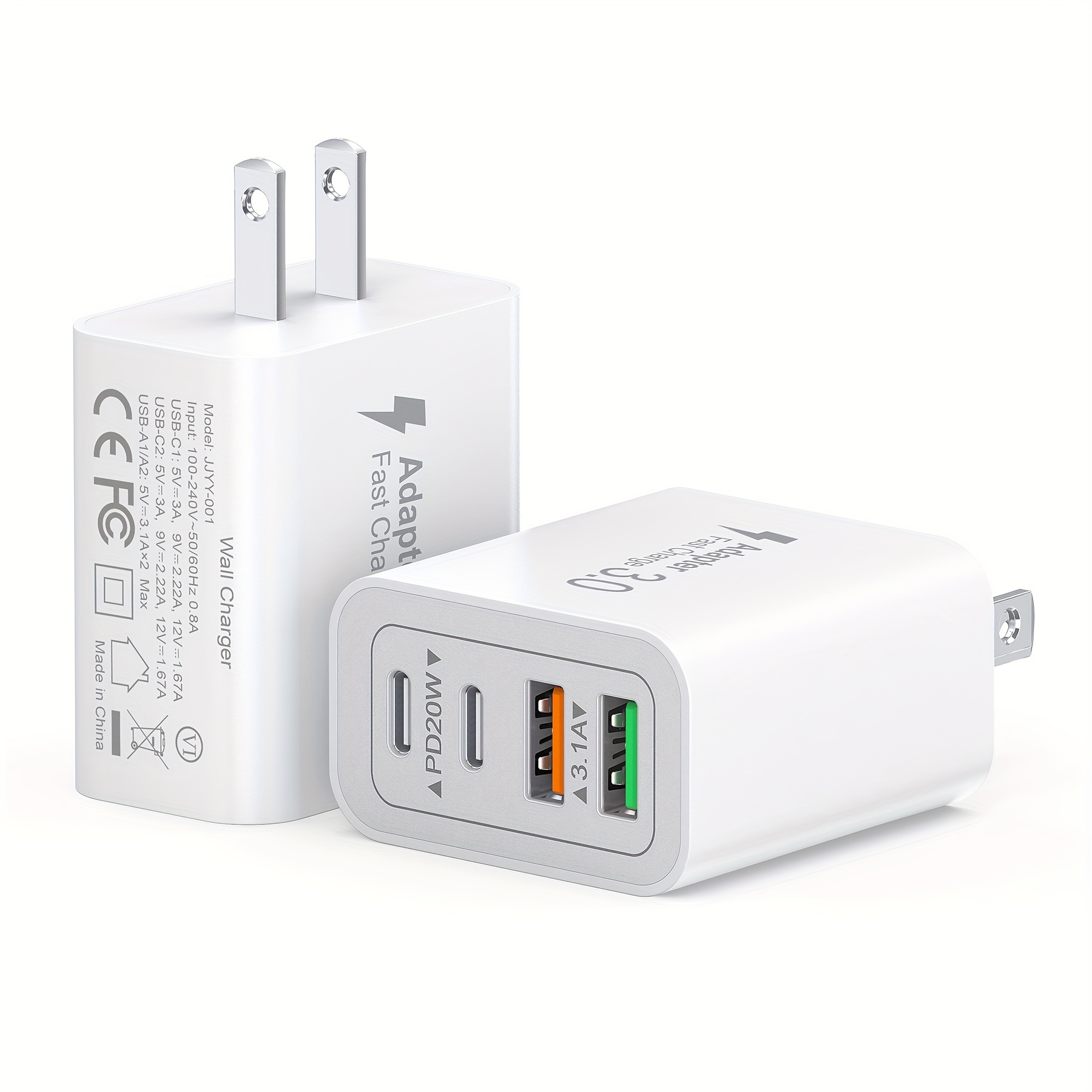 

40w Usb C Charger , 2- Charging , 4- Pd+qc Adapter For Iphone 15/14/13/12/11//xs/xr/8/7, Tablets, Cellphones