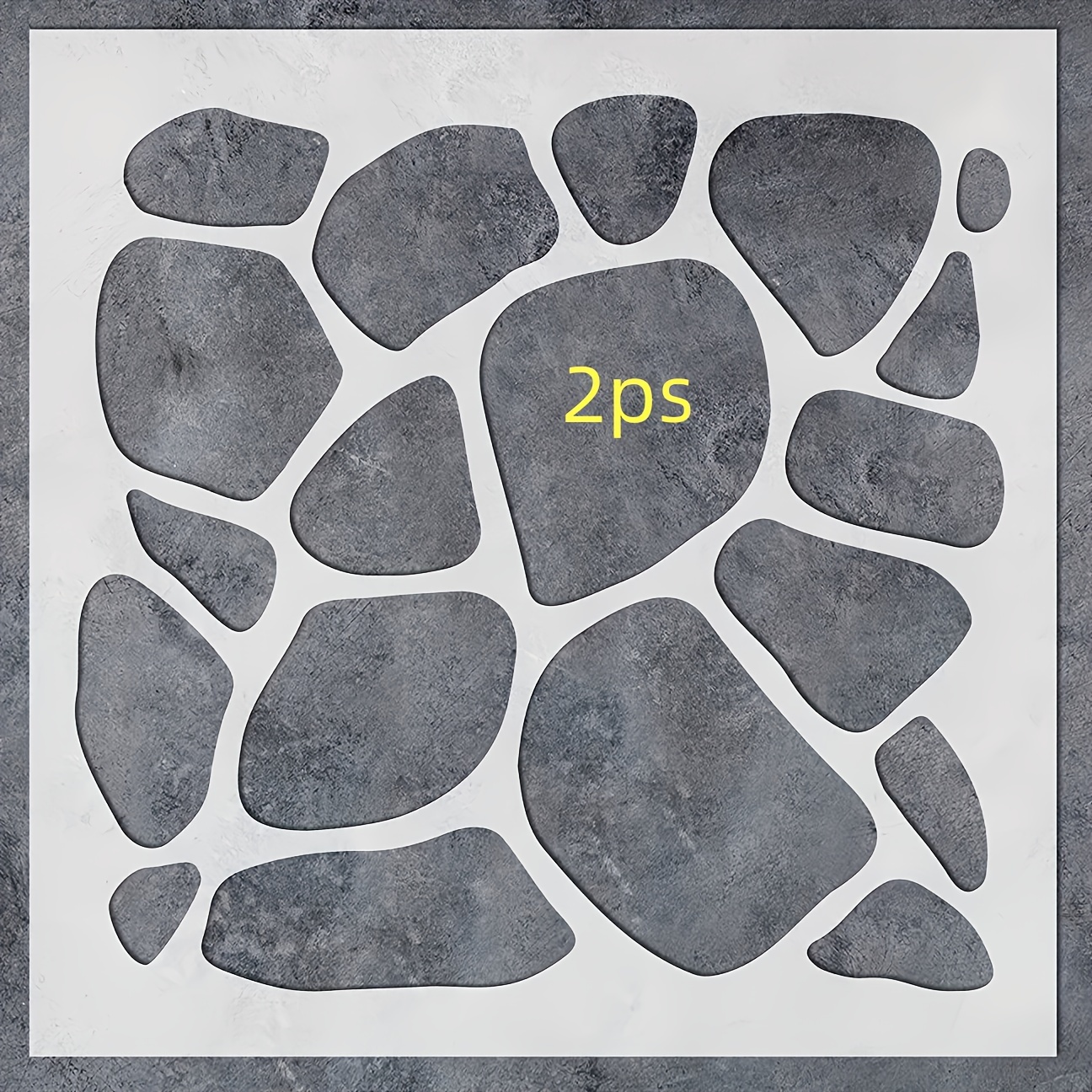 Image of 1pc/2pcs Stone Stencils For Painting On Canvas Floor Tiles, Reusable Plastic Stencils, Spray Paint Masking Panels, Painting Repeat Pattern Stencils (stone Background 12 "x12")