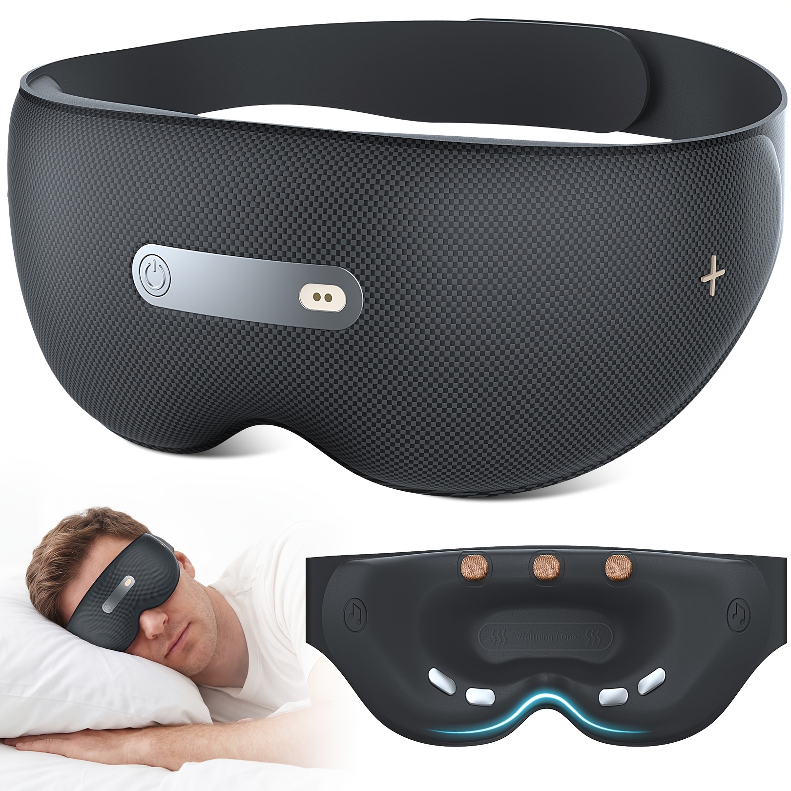 ai eye massager with heat mask massage 3d wireless sleeping eye masks deep   mask for   and business   gray