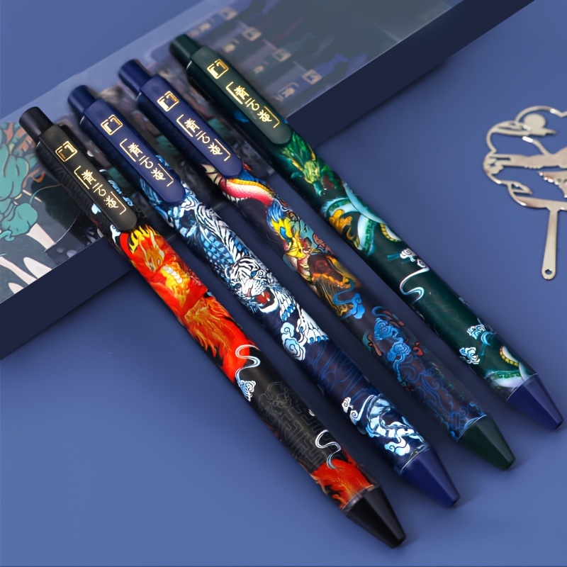 

4pcs/set 0.5mm/ (in) Gel Pen Style High-value Chinese Style Traditional Four-animal Examination Pen Quick-drying Pen