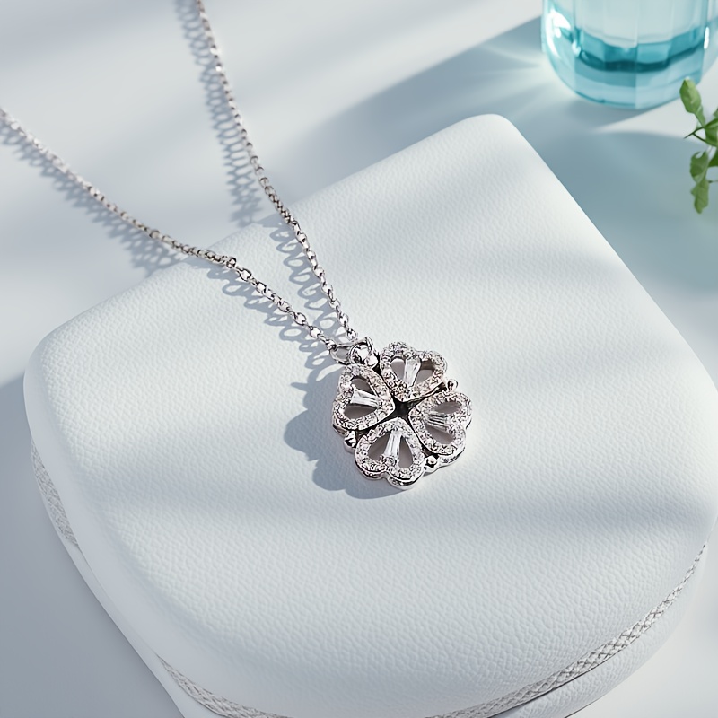1pc Middle Eastern Ramadan Light -style Two-wear Clover Pendant Necklace Suitable For Daily Wear And As A Gift For Girlfriend
