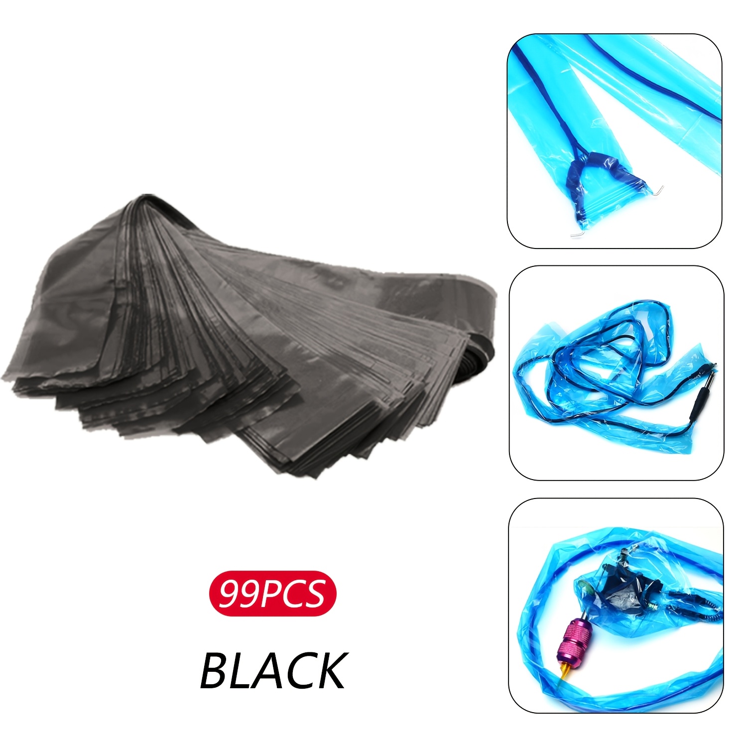 TEMU 99 Pezzi Copri Macchina Tatuaggio Monouso per , Protettivi in Plastica per , Universali per Penna/Pistola Tatuaggio, Forniture per Tatuaggi, 3