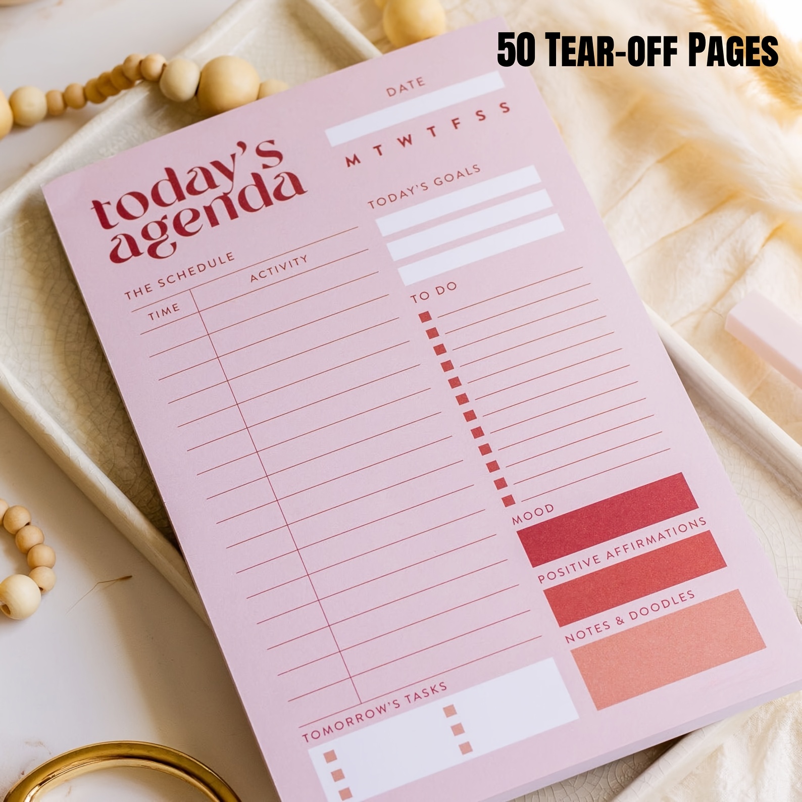 TEMU 1pc Daily Planner / 50-page Tear-off Daily Planner / Daily To-do List / Task Recording For Each Day / Suitable For Self-planners, Planners, And