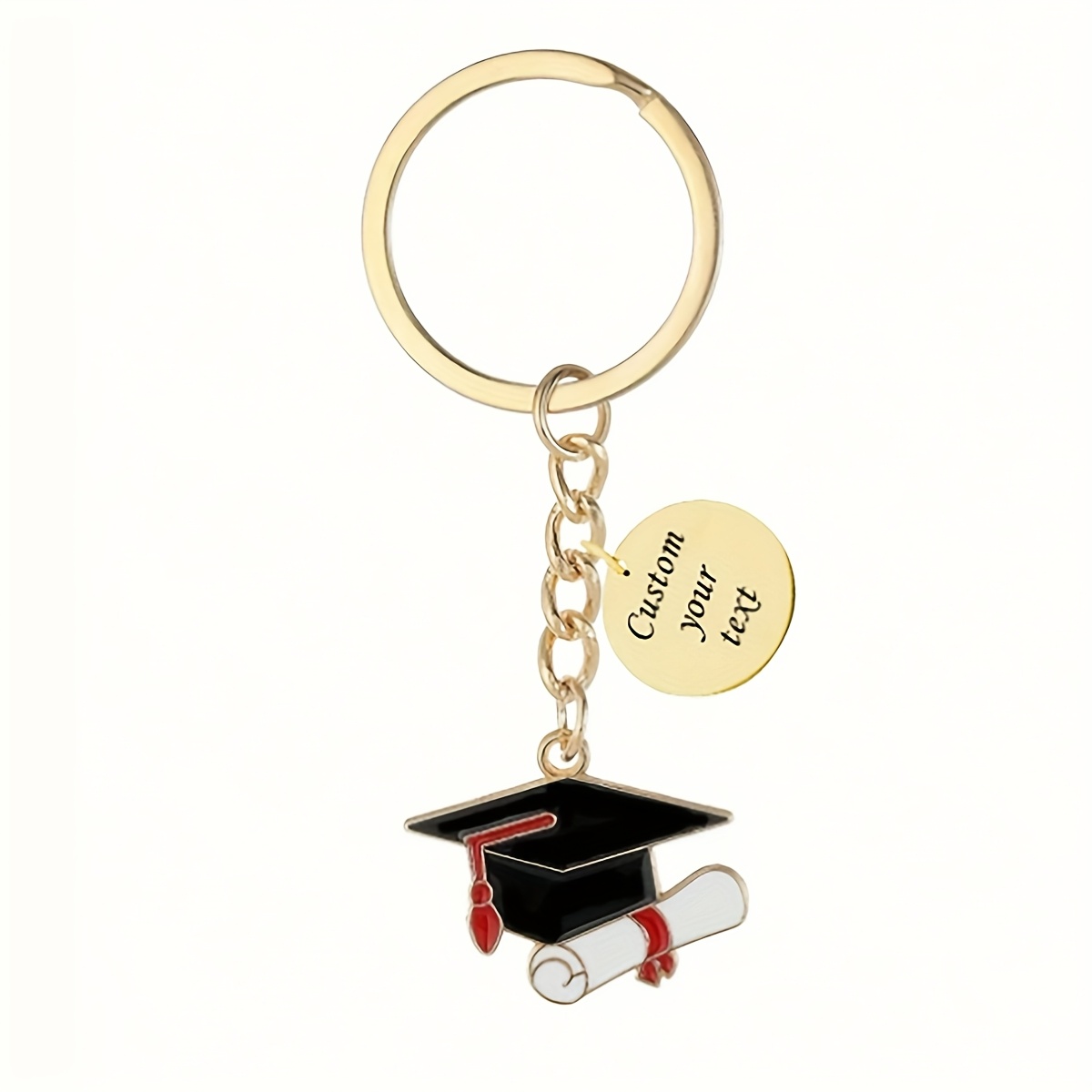 TEMU Customized Text Pendant - 1 Personalized Graduation Enamel Text Decorated Keychain - Graduation Gift, Gift