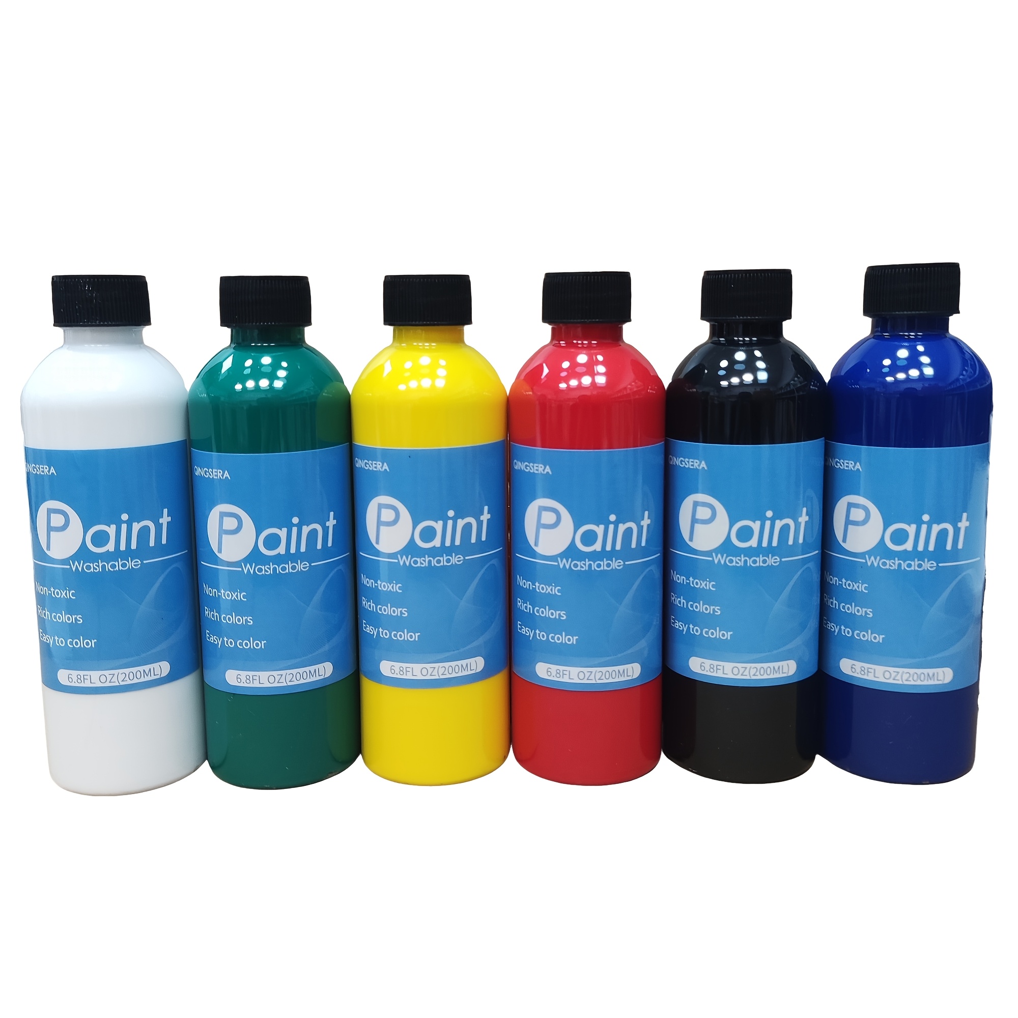 Bulk Pack Of Washable Classic Paint Containing 6 Assorted Colors, Each 6.8 Oz/200ml. Ideal For Professional Art Projects, Easily Washable With A Matte End