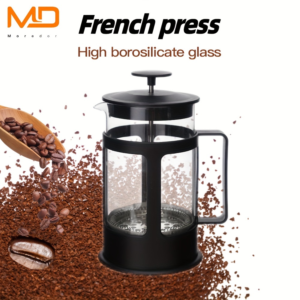 

1pc Maker, 11.8oz, Glass Pot, French Press Jug With Cover, Cold Brew Coffee Maker, For Home And Camping, Coffee Accessories