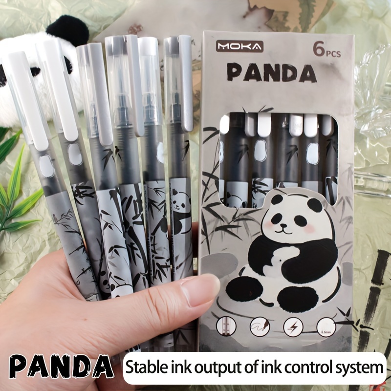 

1pc, Boîte de 6 Stylos Gel à Encre Style Chinois Animal 0.5mm Stylo de Noir