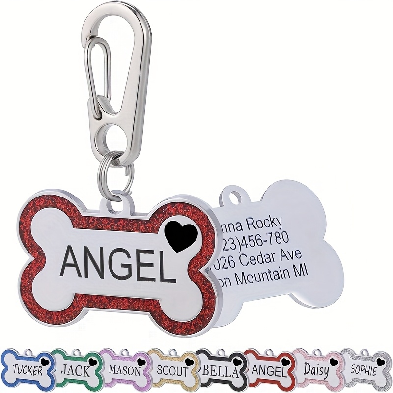 TEMU Personalized Dog Tag Pet Collar Accessory, Fashionable Engravable Name & Plate For Cats And Dogs - Anti-lost Design, Suitable For