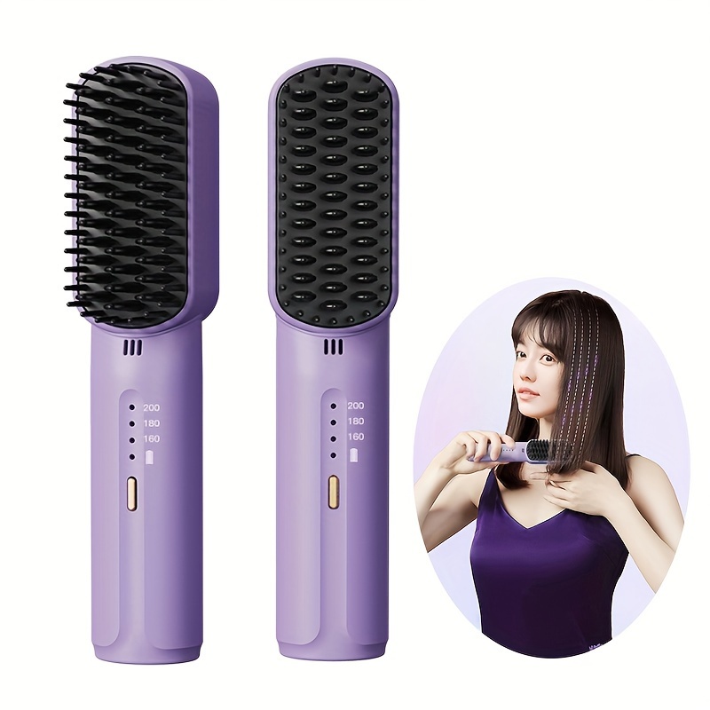 

Wireless Hair Straightener Heating Negative Ion Straight Curling Hair Comb Rechargeable Anti-scalding Electric Hair Care Brush For Women Home Travel