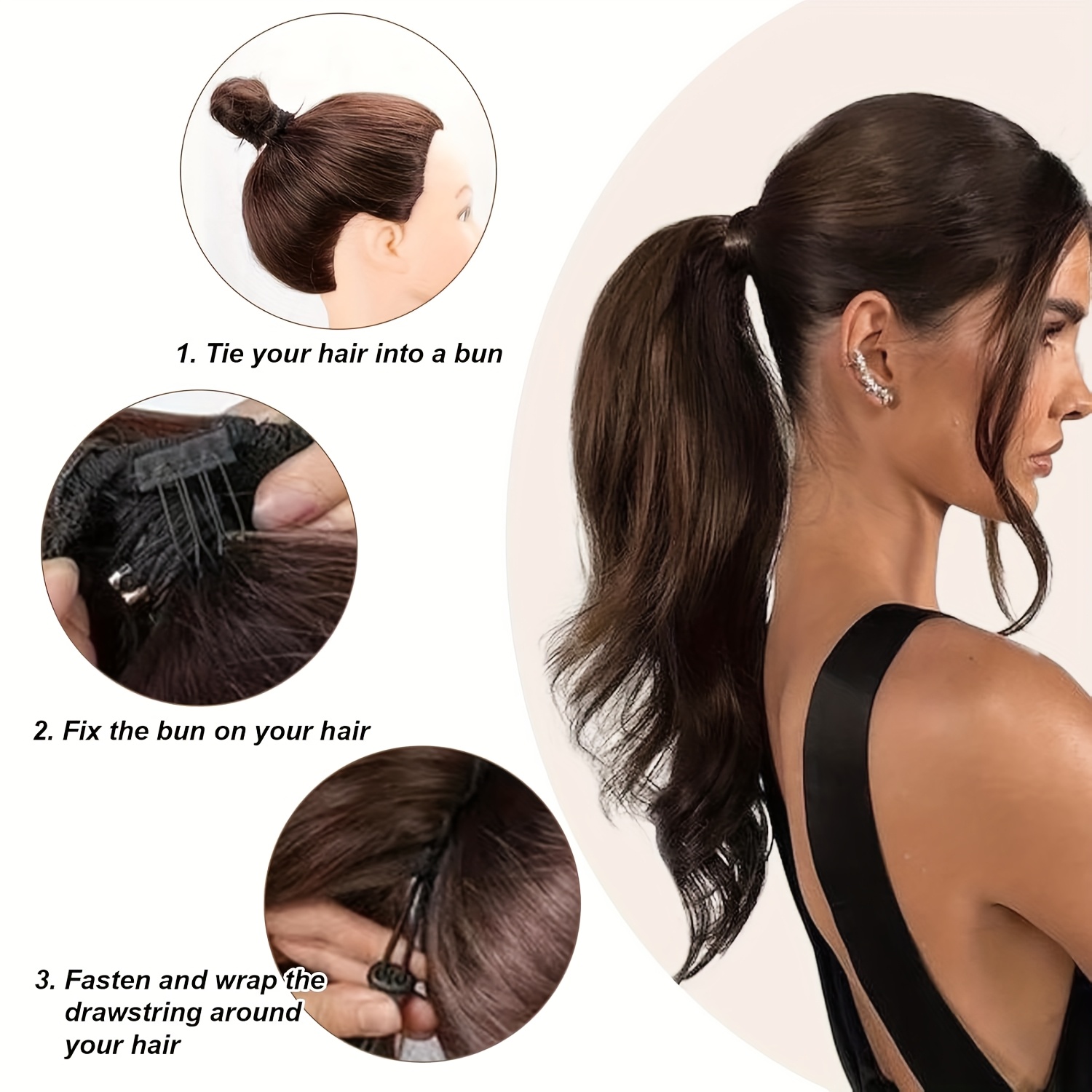 1pc   ponytail hair extension multi layered synthetic hairpiece with drawstring natural looking soft smooth texture for women daily     ponytail hair piece versatile hairpiece secure drawstring attachment details 5
