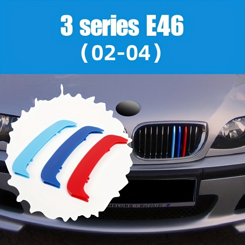 

3pcs/set For Bmw E46 2002-2004 Front Grille Cover, Tri-color Mesh Sport Design, Plastic Material,