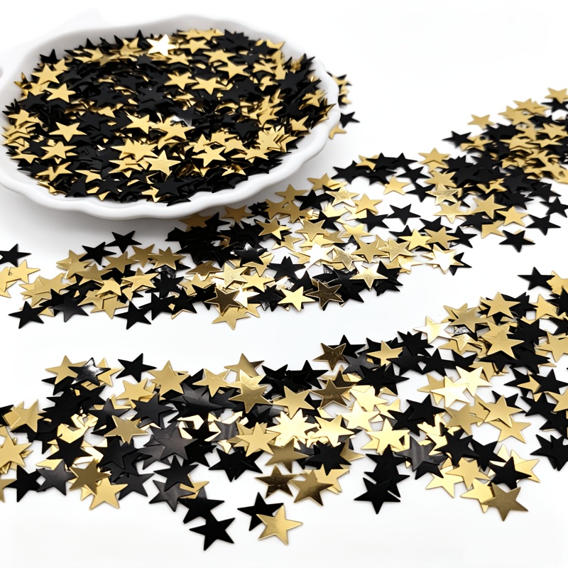 Image of 1600pcs 10mm Mixed Black -pointed Star Sequins Confetti, Party Decor For Wedding Birthday Christmas Halloween Jugendweihe, Diy Nail Art Slime Balloon Craft Supplies