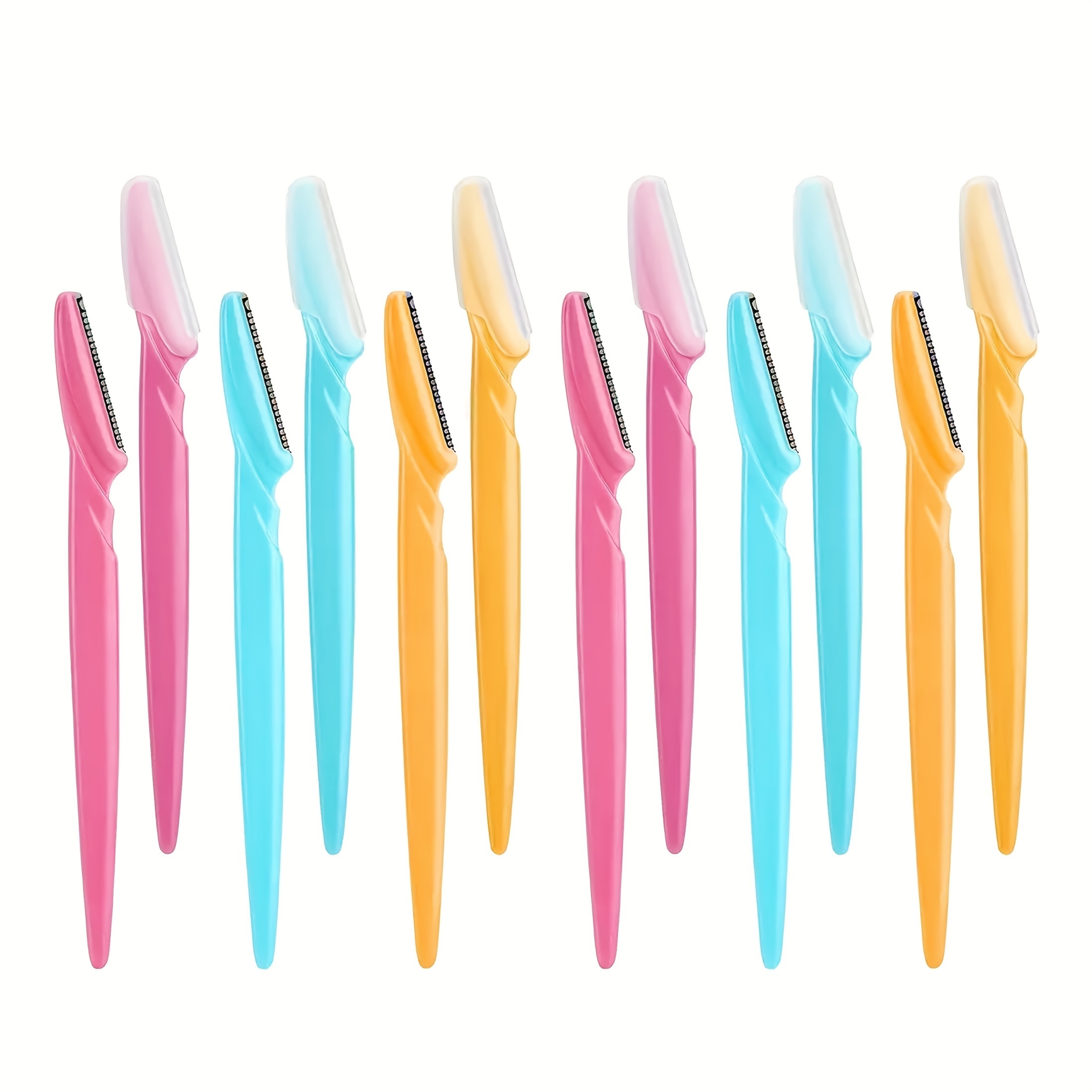 12-Pack Stainless Steel Eyebrow Pencils - Heavy-Duty Eyebrow & Body Hair Trimmer, Sharp Blades, No Accessories Needed, Portable & Hygienic for Home, Salon, Travel - Ideal for Eyebrows, Mustache, Lips, Chin Line - Durable Stainless Steel Construction, Facial Hair Grooming, Ergonomic Grip