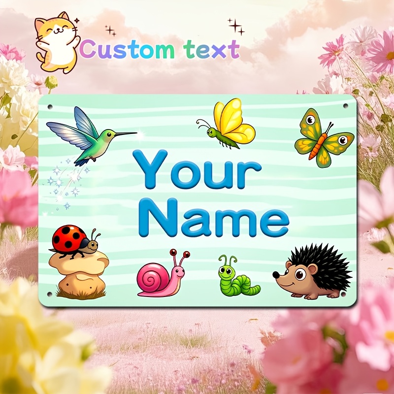 TEMU 1pc Personalized Name/text Sign - Retro Wall Decor Suitable For Home, Office, Garden With Hummingbird & , 8x12 Inch (20x30cm) Plate, Hanging