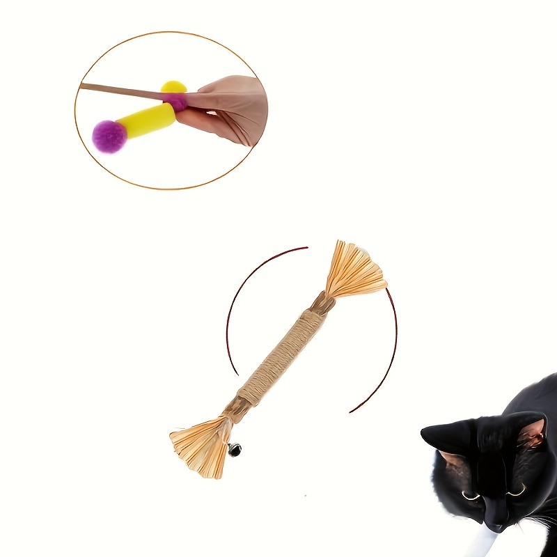4 pièces de bâtonnets de sisal naturel pour chat - Jouets de nettoyage des dents durables pour chats d'intérieur, fournitures de jeu interactif, Matière, pas besoin de batterie, aide à la santé dentaire | Matière de sisal naturel | Bâtonnets durables, jouet interactif