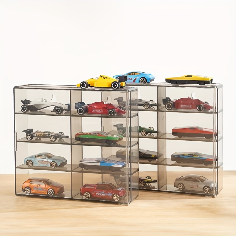 

1pc Acrylic Display Case With 8 Compartments - Transparent, Stackable Storage Box For Collectibles & Car Models - Home, Living Room, Office Decor