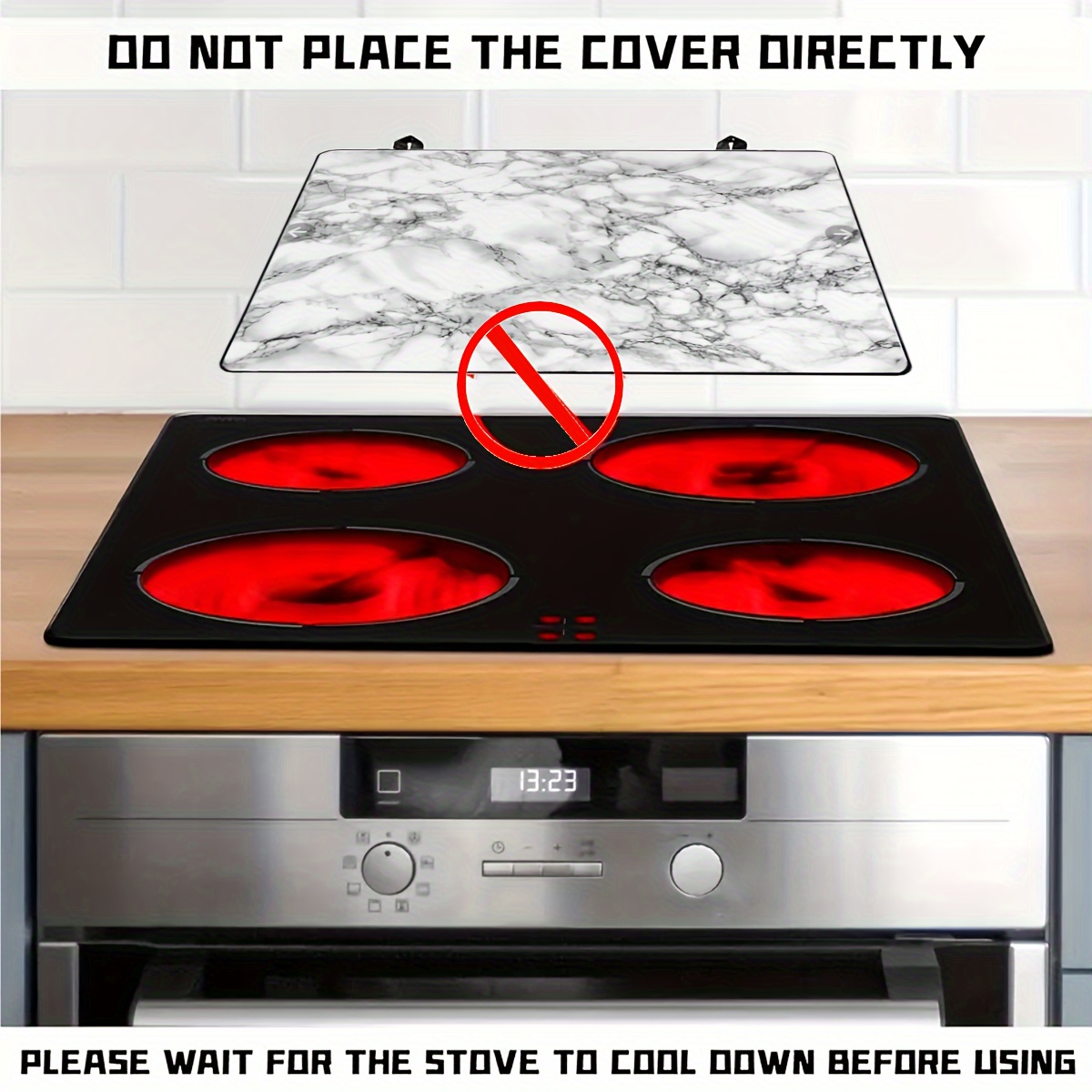 1pc marble non slip stove top cover heat resistant rubber induction cooker protector foldable electric range mat scratch prevention multipurpose kitchen accessory with dishwasher safe for cooking details 3