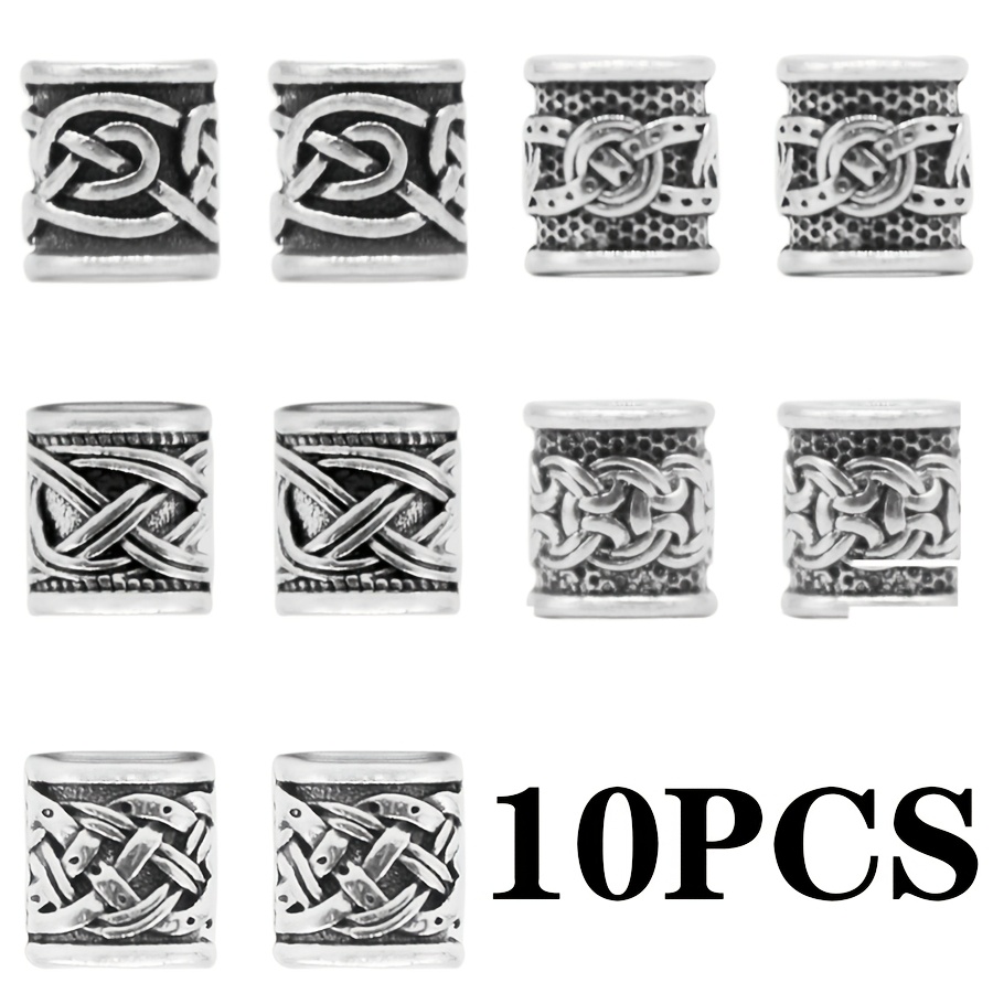 Image of 10pcs African Luen Character Alloy Hair Ring Hair Beads Viking Retro Style Hair Additions