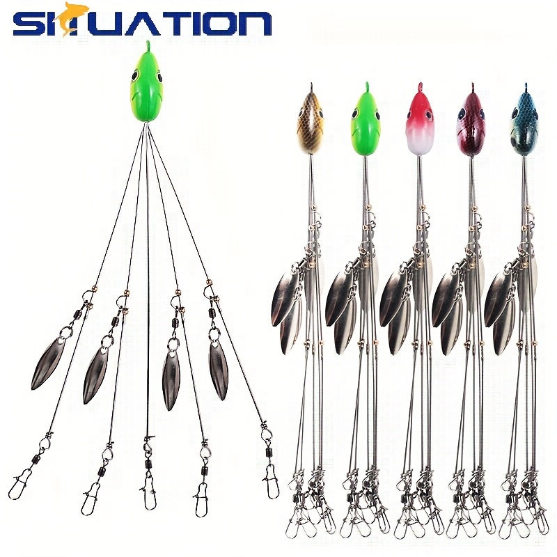 Ultralight 5-Arm * Rig Fishing Lure Set With Foldable Willow Blade  Multilure Rig And Strengthened Snap - Catch More Fish!