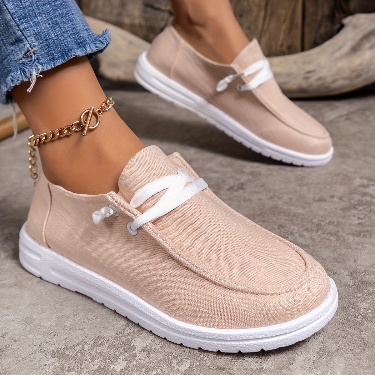 women's lace loafer shoes casual canvas lightweight slip Temu