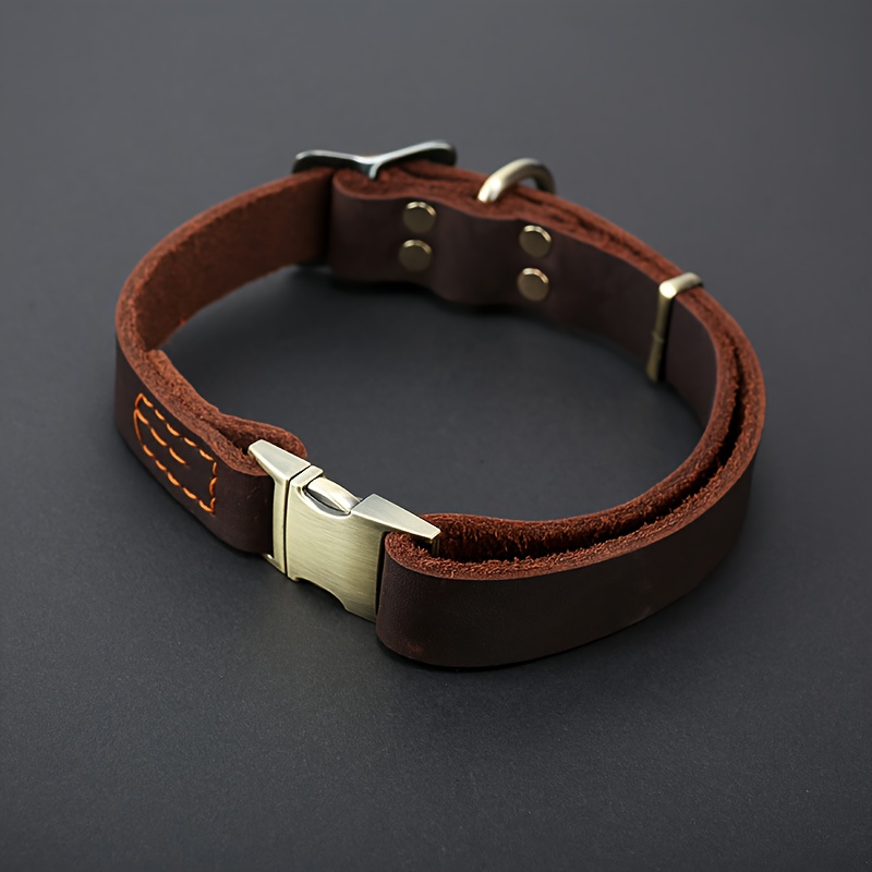 TEMU Custom Personalized Leather Collar Widened Thickened Adjustable Small Medium Large Dog Collar, Dog Owner Personalized Pet Id Tag Gift,