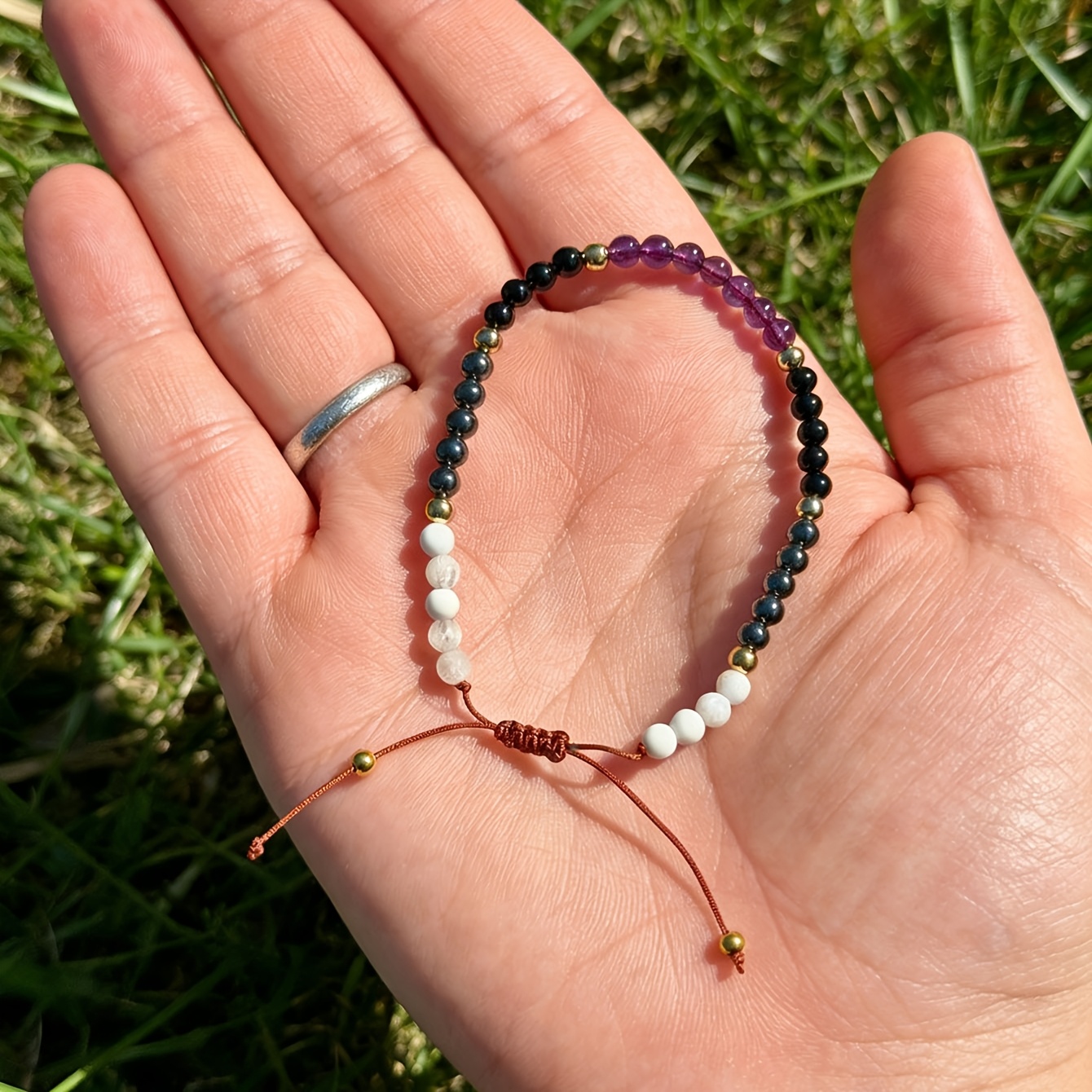Handcrafted Adjustable Protection Bracelet with Natural Stones