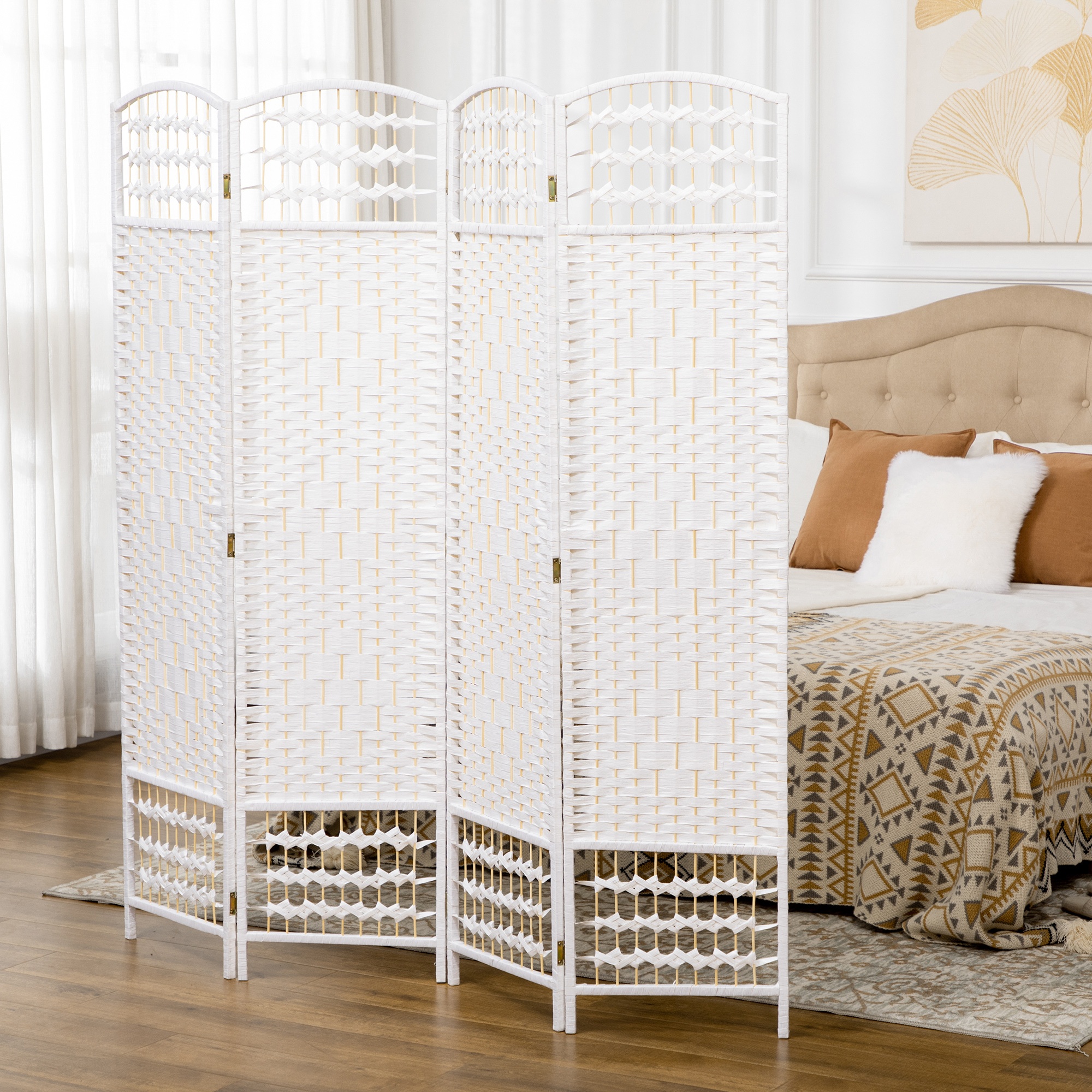 TEMU Cloison de séparation HOMCOM 5,6 pieds pliable - Construction en bois robuste, écran d'intimité portable au design élégant pour bureau, salon,