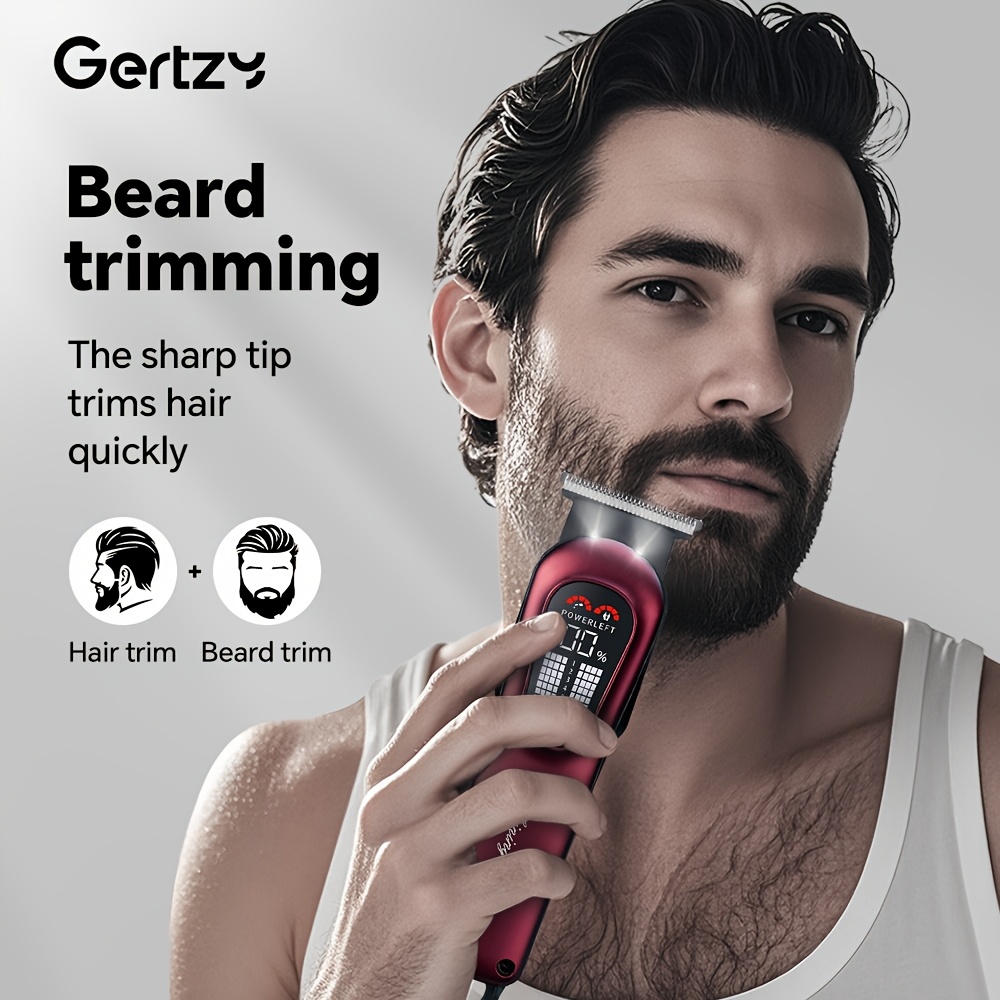 [Cadeau de fête idéal] 2 pièces Kit professionnel de coupe pour barbe et cheveux pour hommes - Tondeuse avec écran LED, kit de coupe de précision, rechargeable par USB, adapté aux familles, équipé de plusieurs peignes limiteurs, réglage 5 vitesses, kit de beauté pour hommes, cadeau de fête idéal