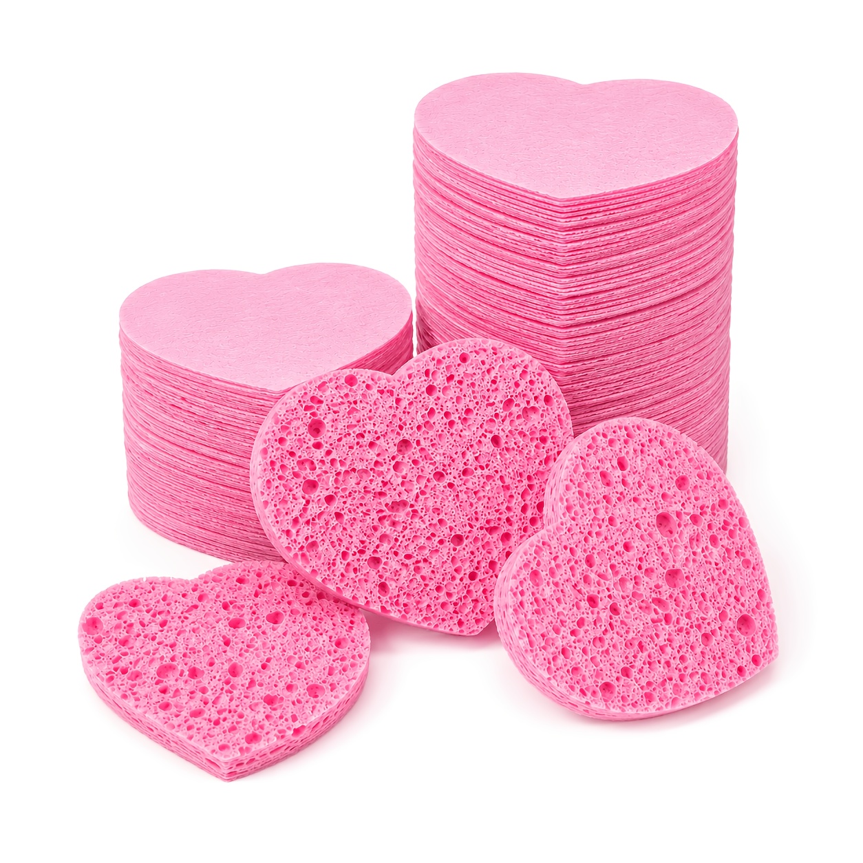 36/48pcs Heart-Shaped Compressed Facial Sponges for Cleansing