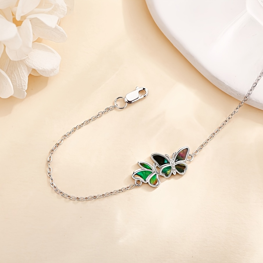 Sterling Silver Abalone Butterfly Bracelet for Women